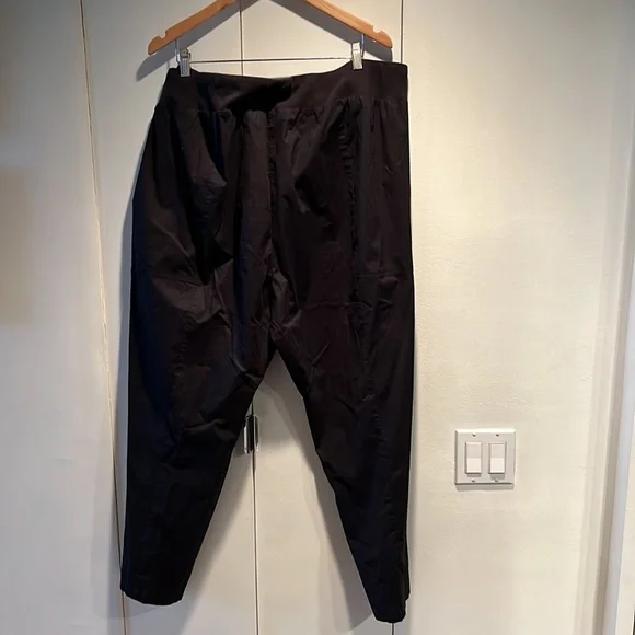 Eileen Fisher Black Cotton Pull on Drawstring Waist Pants - Picture 3 of 6